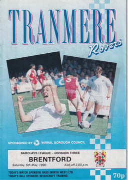 Tranmere Rovers v Brentford Match Programme 1990-05-05